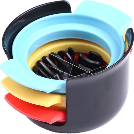 Tagliauova 3 in 1, affettauova in acciaio inox, affettauova, tagliauova sode per fragole, kiwi, pomodori, qualità premium, tagliauova in metallo (1/5)