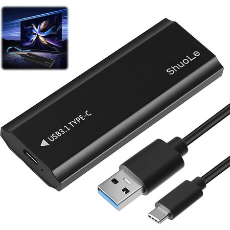 Boîtier SSD M.2 NVMe 10 Gbps USB 3.1 Gen 2, Adaptateur M2 NVMe vers USB-C Aluminium, Boîtier nvme USB pour SSD 2230 2242 2260 2280 Jusqu’à 8 to, Compatible i Phone 17, Mac Book, PC, PS5, X Box (1/5)