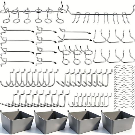 Porte-outils de Crochets pour Panneaux Perforés avec Bacs, Verrous à Chevilles, pour Organiser Divers Outils, 80 pièces (1/5)