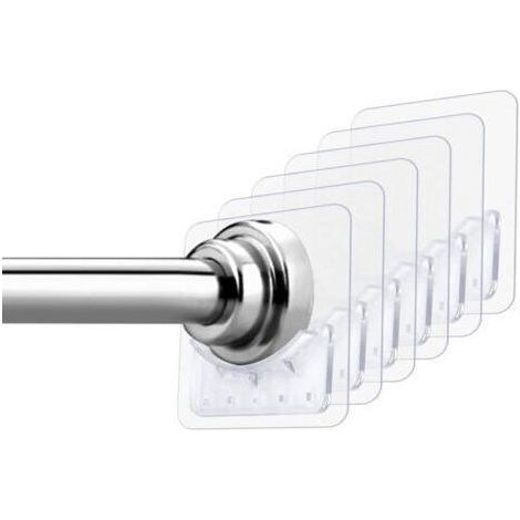 Shower Curtain Rod Brackets, 6 Pack No Drill Wall Mounted Adhesive Shower Curtain Rod Brackets for Bathroom and Kitchen (1/4)