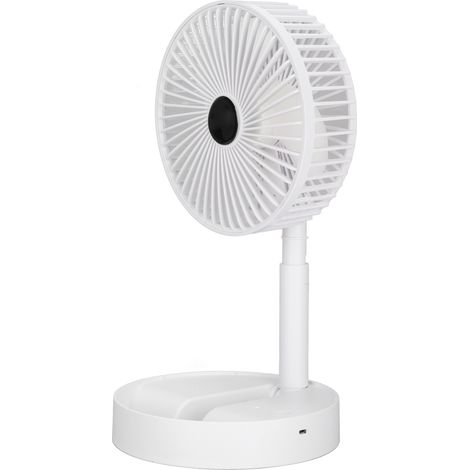 Ventilateur de bureau pliable à 3 vitesses, silencieux, hauteur et angle réglables, alimenté par batterie USB, petit format, idéal pour la chambre, le bureau ou l'extérieur.