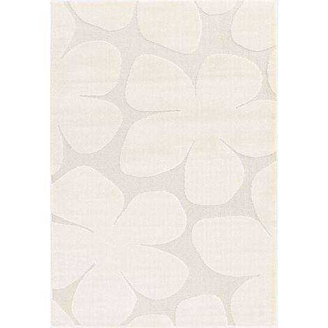 Alfombra interior shaggy diseño floral beige (1/5)