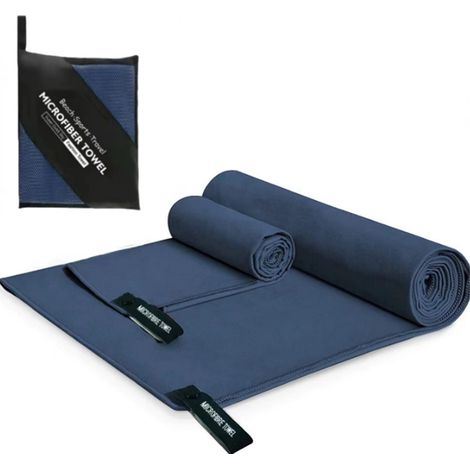 2 serviettes en microfibre, séchage rapide, 76 x 152 cm et 40 x 80 cm, pour sport plage piscine camping voyage (1/5)