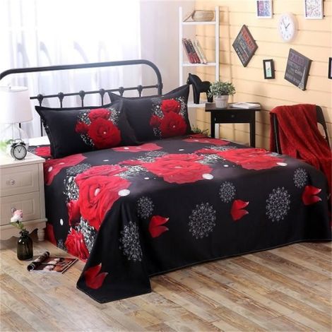 Parure de couette TOFOCO Rose rouge - 100% Polyester - 220x240cm + 2 taies 48x74cm (1/4)