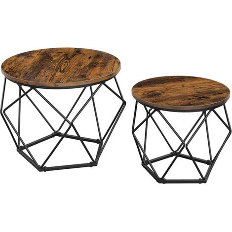 Set di 2 tavolini laterali pannelli in truciolare acciaio marrone 120006247