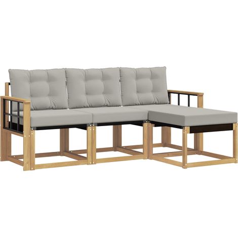 Set di divani da esterno 4 pcs Bianco e Grigio Chiaro vidaXL
