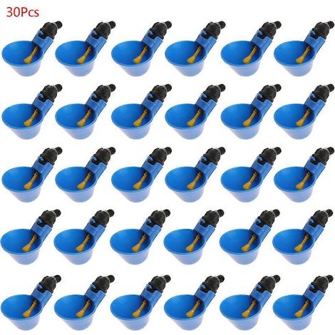Lot de 30 abreuvoirs automatiques pour volailles (poules, oiseaux) en plastique, bols d'alimentation pour le bétail. (1/5)
