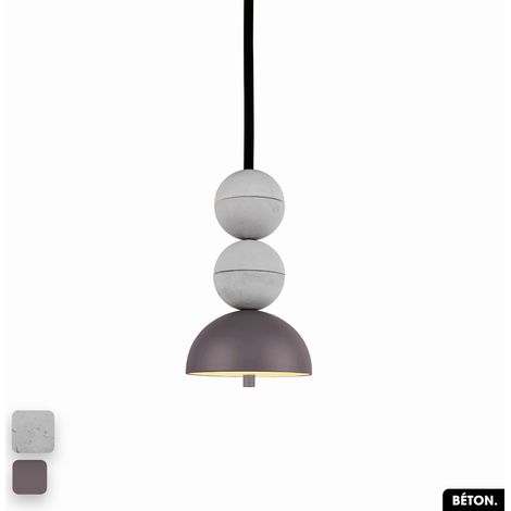 Lampe de suspension en béton - BOSFOR CONCRETE BLANC - SPARROW 2 BALLES LED 14W (1/3)