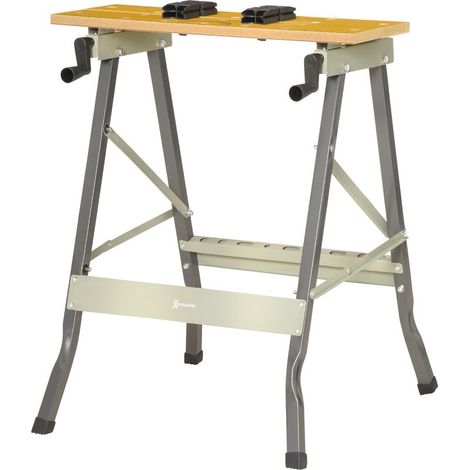 Établi pliant établi de serrage avec 4 serre-joints table de travail, charge 100 kg, 62,5x60,5x78,5cm, gris (1/5)