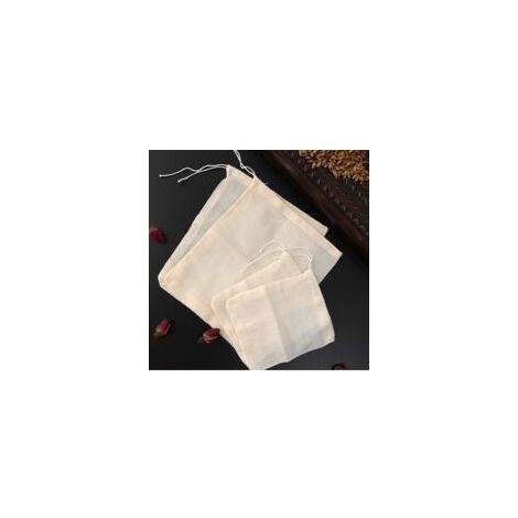 Packung mit 50 wiederverwendbaren Musselin-Baumwollbeuteln (10 x 15 cm) – Hitzebeständig – Zum Einweichen, für Tee, Kaffee und Gewürze (1/5)