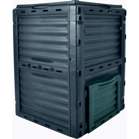 Werka Pro – Composteur de jardin 300 L – Polypropylène noir – Dimensions L 61 x P 61 x H 83 cm – Recyclage déchets organiques
