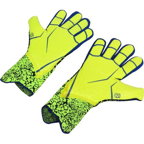 Gants de gardien de but de football en latex épais, antidérapants, respirants et absorbant les chocs, pour l'entraînement et la compétition. Taille 10 (fluorescente). (1/5)