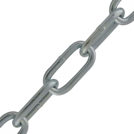 Chaîne droite soudée maillon long acier zingué Ø 6mm - VISO - vendu au mètre - DIN234C (1/2)