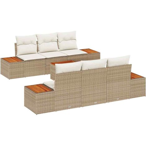 Garden Sofa Set with Cushion 7 pcs Beige Poly rattan vidaXL (1/5)