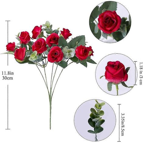 Bouquet de fleurs artificielles de 30 cm, fausses fleurs pour la décoration intérieurerouge (1/5)