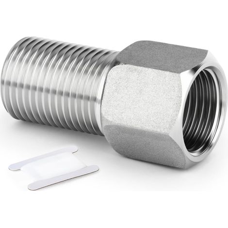 Stück Edelstahl-Rohrverschraubung 304, Sechskant-Verlängerungsadapter, 1/2" MBSP x FBSP, Länge 60 mm/2,36 Zoll, 1 Stück 50 mm (1/5)