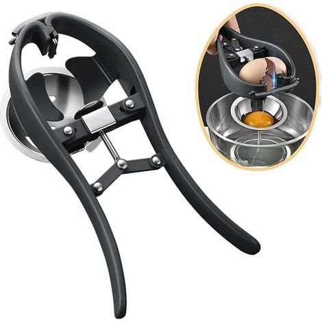 Eierknacker, Eieröffner, automatischer Eierknacker, einfacher Eierschalenschneider, Eierschalenschneider, Eiertrenner, kreatives Küchengerät (schwarz) (1/4)