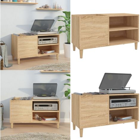Plattenschrank Sonoma-Eiche 84,5x38x48 cm Holzwerkstoff - Plattensammlung - Vinylregal - Schallplattenaufbewahrung - Vintage Möbel - Wohnzimmerschrank - Home & Living (1/5)