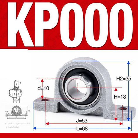 Satz mit 4 KP000 Zinklegierungs-Stehlagern – KP08 Vertikallager, 10 mm Innenbohrung, für Maschinen und Getriebe, Silber
