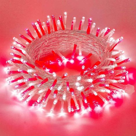 10 Meter lange rote LED-Lichterkette mit 100 roten LEDs, 8 Modi, Stecker, transparentes Kabel, für den Innenbereich, funkelnde Weihnachtsbeleuchtung für drinnen und draußen, Schlafzimmer, Hochzeit, Pa (1/5)