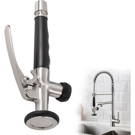 Douchette De Rechange En Acier Inoxydable, Douchette De Cuisine Grande Prelavage, Cuisine Avec Ressort Pour Evier D'hôtellerie Remplacement, Argent (1/5)