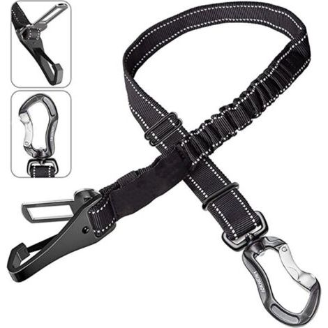 BUNTHAUS Ceinture de sécurité/harnais pour chien en voiture, noir, 2,5 x 90 cm (1/5)