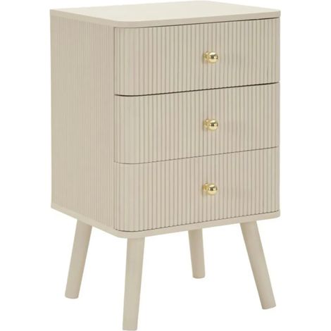 Comodino 3 Cassetti Bianco Pomelli Oro in Legno MDF Camera da Letto (1/4)