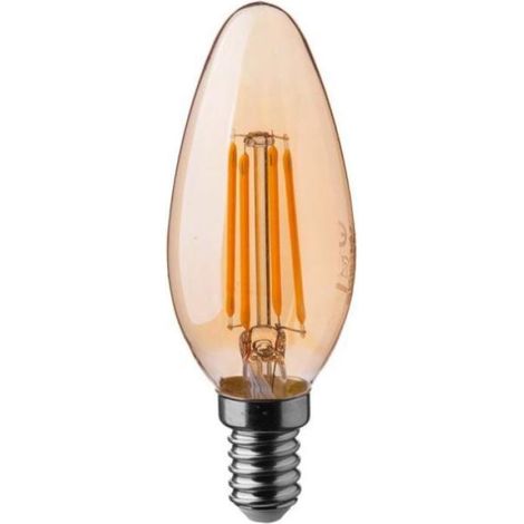 Bombilla LED de filamento tipo vela V-TAC E14 de 4 W, color ámbar y blanco cálido (1/5)