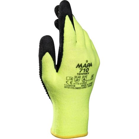 Gants de manutention Mapa TEMPDEX 710 taille 7, Thermique, 1 Paire, Noir, jaune ( Prix pour Paquet de 10 Paires )