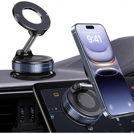 Support de téléphone magnétique rotatif à ventouse, support de téléphone de voiture pliable et rétractable, adapté aux voitures, salles de sport, miroirs et surfaces lisses. (1/4)