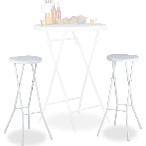 Relaxdays Barhocker klappbar BASTIAN 2er Set weiss, Wetterfest, Höhe 80 cm, Barstuhl Doppelpack, Kunststoff, Tresen, weiß (1/5)