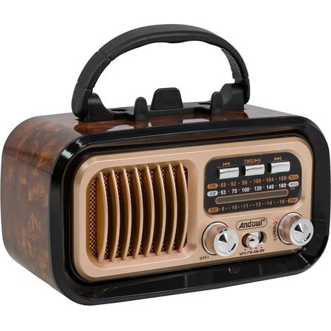 Andowl - Radio Da Tavolo Con Pannello Solare Portatile Stile Vintage Retrò Bande Am Fm Sw Q-sy721 - (1/5)