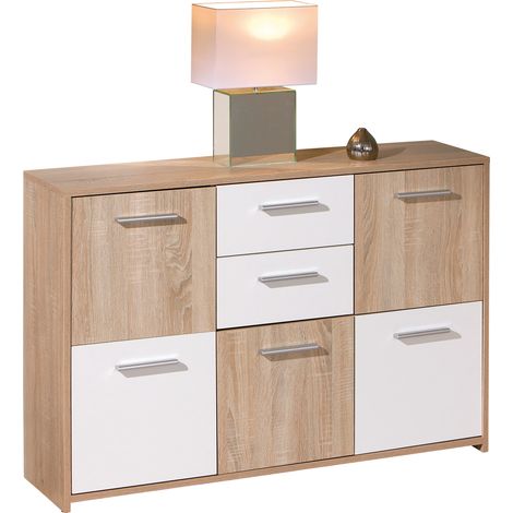 Elsra Kommode 5 Türen, 2 Schubladen, Sonoma Eiche Dekor.