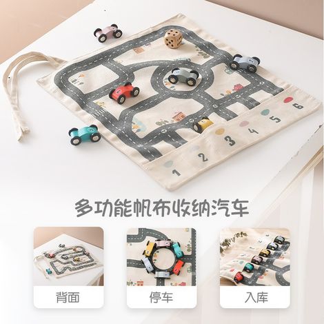 Tapis de jeu éducatif en toile pour enfants, voiture en bois, jeu de dés interactif parent-enfant