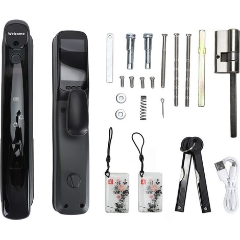 Serrure connectée : 8 modes de déverrouillage : empreinte digitale, carte, clé NFC, mot de passe virtuel, mot de passe temporaire, application. (1/5)