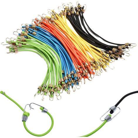 Spanngummis mit Haken, 12er Set, 25,4 cm, robust, bunt, für Gepäck & Haushalt