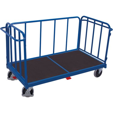 VARIOfit Dreiwandwagen mit senkrechten Streben Gummibereifung 500kg Tragkraft 1305x845mm Anthrazitgrau RAL 7016