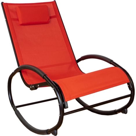 sdraio dondolo da esterno eurogarden "relaxing" in alluminio e textilene rosso 62x119x86 cm
