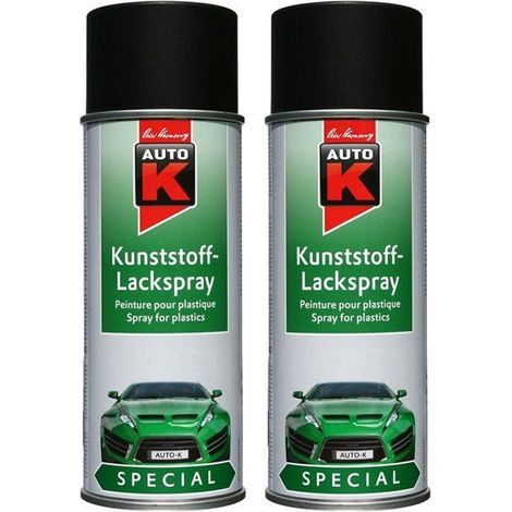 2 bombes de peinture automobile spécial plastique noir Auto-K