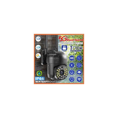 Caméra de surveillance extérieure sans fil 5G – PTZ 2MP – Vision nocturne couleur – Détection de mouvement 12M – Alarme son/lumière