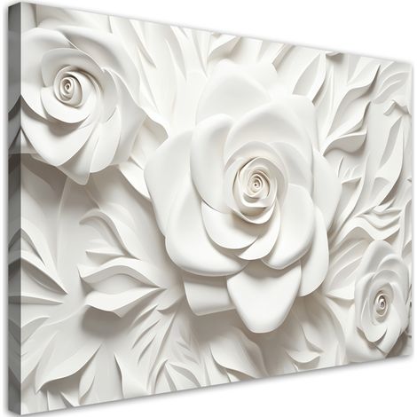 Tableau sur toile Fleur de rose blanche 3D 100x70 (1/5)