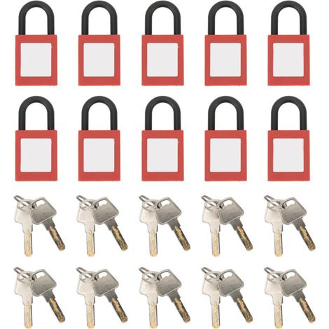 Lot de 10 cadenas de sécurité en nylon à poutre courte, résistants à la corrosion et à la rouille, pour le consignation et l'étiquetage. (1/5)