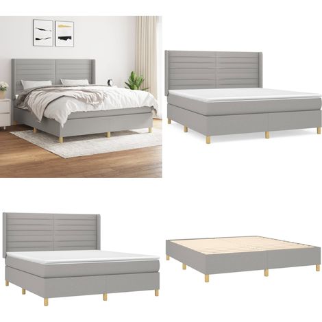 Boxspringbett mit Matratze Hellgrau 160x200 cm Stoff - Boxspringbett - Doppelbett - Schlafraum - Bettenrahmen - Lattenrost - Home & Living (1/5)