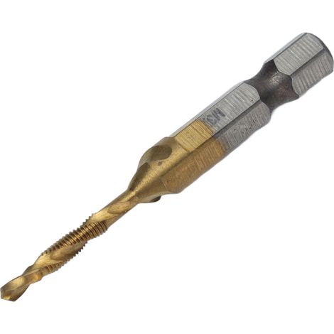 Foret taraudeur à queue hexagonale revêtu de titane, combiné pour vis métriques et bois M3 (1/5)