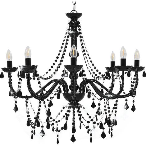 Lustre à perles Noir 8 ampoules E14 CFW946042 (1/5)