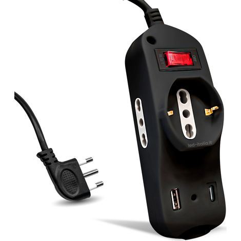 V-TAC Steckdosenleiste 1,5m 2Seitensteckdosen 10/16A 1Frontsteckdose 10/16A Schuko 2USB