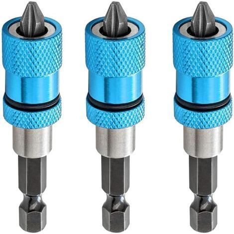 Lot de 3 embouts magnétiques à changement rapide pour cloison sèche - Réglage de la profondeur de vis - Tige hexagonale de 1/4" - Pour visseuse sans fil et perceuse manuelle (1/5)