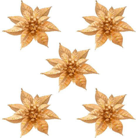 Fiore sdn plast x5 oro 8cm - Feeric lights & christmas