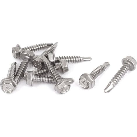 10 pièces M4.8x25mm Edelstahl Sechskant Selbstbohrende Dachschrauben Befestigungselemente