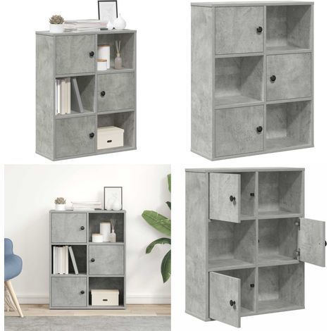 vidaXL Bibliothèque gris béton 60x24x76,5 cm bois d'ingénierie (1/5)